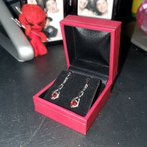 Sterling Silver 9.25 Dangle Earrings Lab Created Ruby
